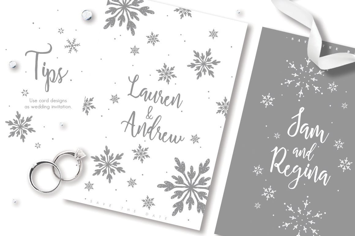 雪花之吻冬季主题手绘图案背景素材 UPDATED+ Snowflakes Winter Kisses插图(7)