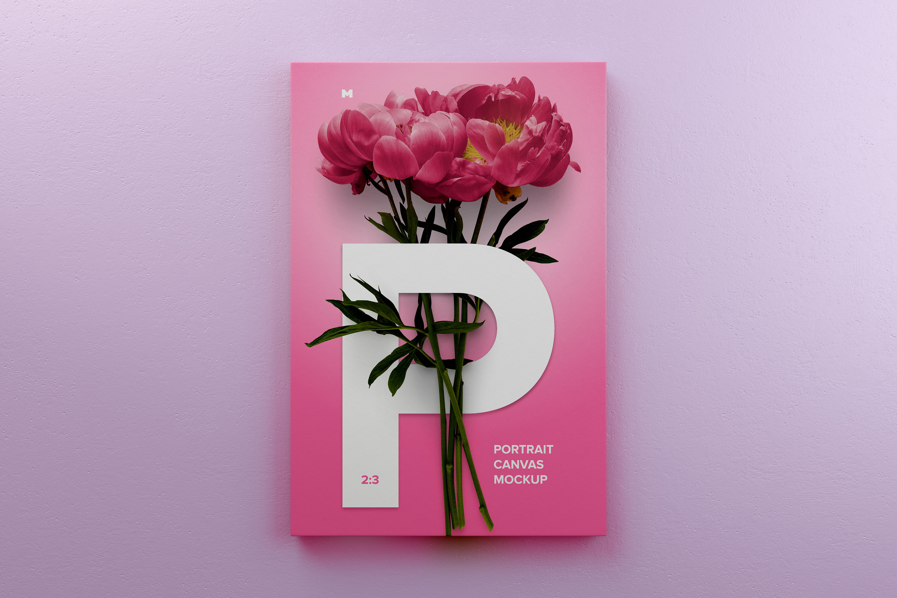 挂墙画布绘画作品＆照片展示正视图样机 2:3 Portrait Canvas Mockup Hanging on Wall, Front View插图(3)