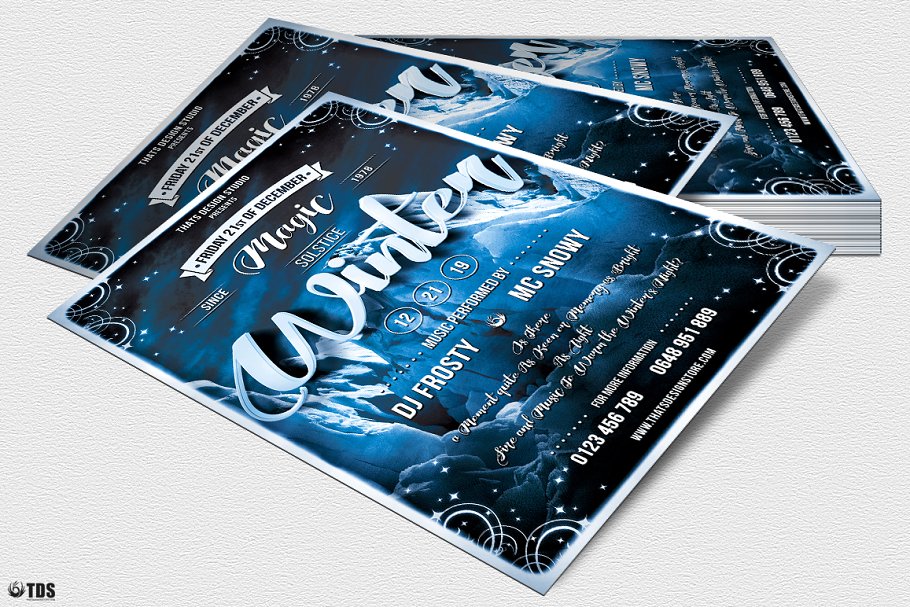 冬季主题冰山图案海报设计PSD模板v1 Winter Season Flyer PSD V1插图(3)