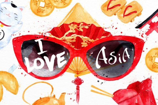 中国水彩传统符号 Asia Set