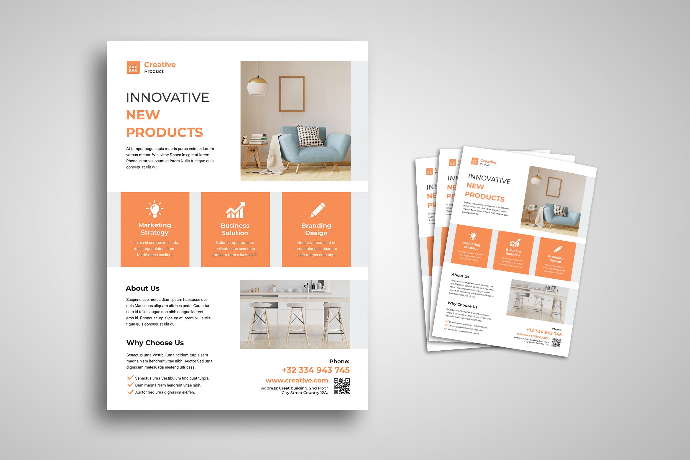 创意家具设计公司简介宣传单设计模板 Creative Flyer插图