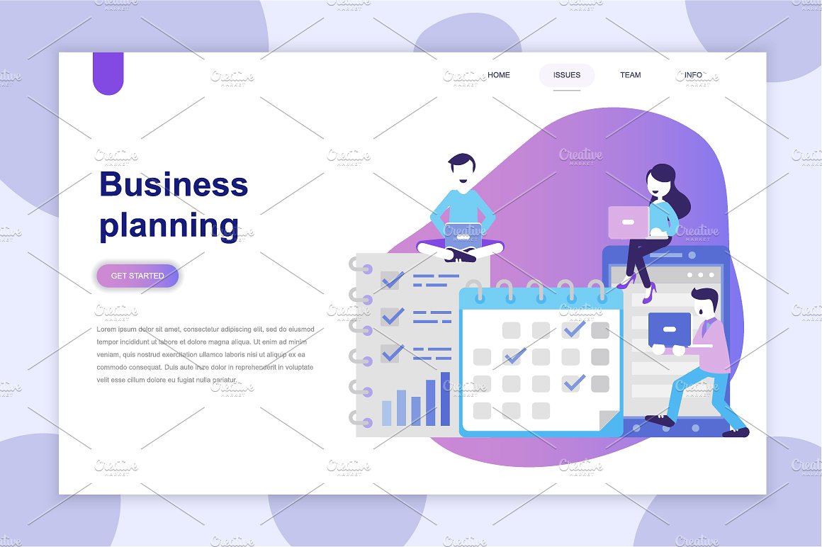 扁平概念ui界面设计套件 Landing Page Templates插图(8)