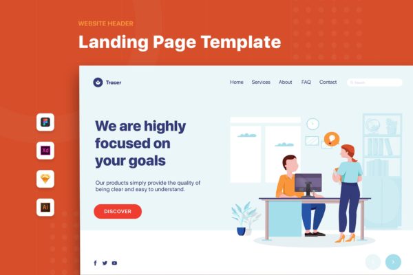 老板&amp;员工对话场景网页Banner&amp;落地页设计素材库精选 Boss and Employee – Web Banner Landing Page