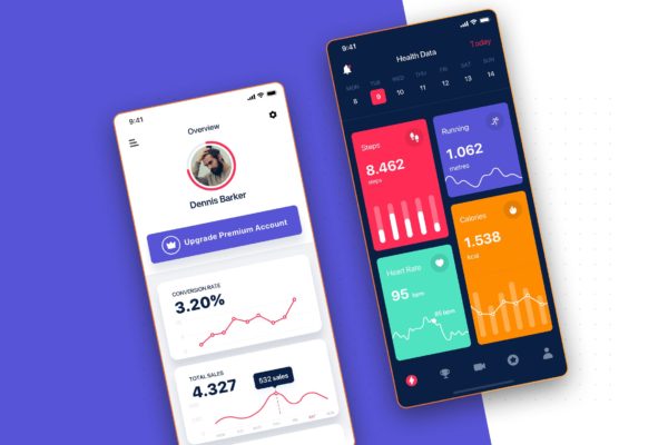 数据统计分析APP应用用户界面设计素材 Data Analysis Statistics UI mobile App