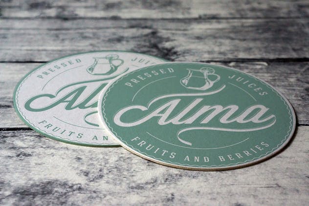 复古圆形杯垫标签展示样机 Coaster Round Label Mockup插图(3)