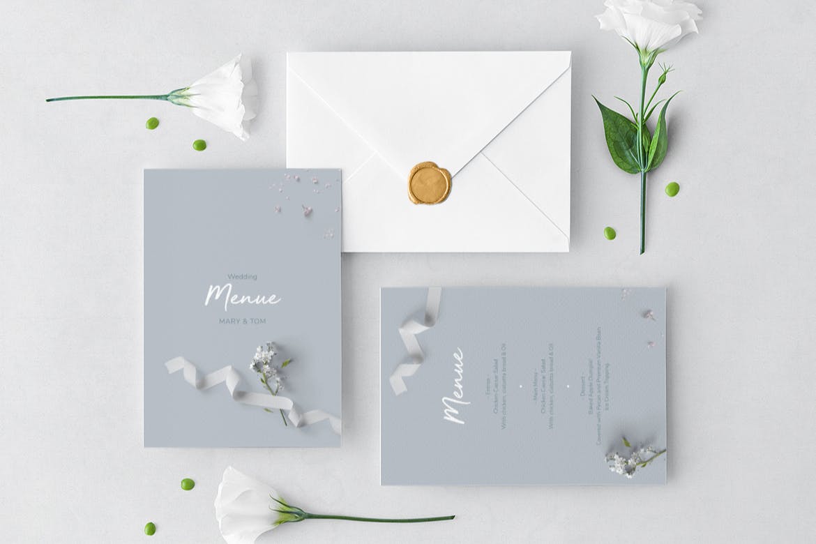 折纸艺术装饰风格婚礼邀请设计套件 Wedding Invitation Suite插图(12)