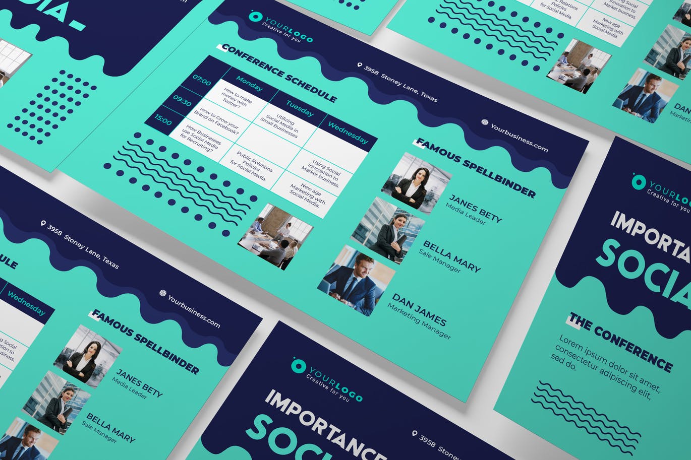 会议/演讲/讲座等活动A5尺寸宣传单模板 Event Conference A5 Business Flyer插图