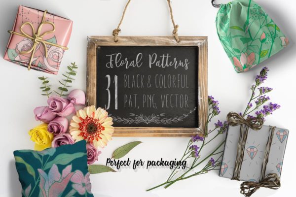 31组水彩花卉矢量图案合集 31 Floral Patterns Pack