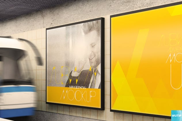 地铁海报广告牌灯箱广告牌样机模板 Subway Advertising Mockups插图(14)