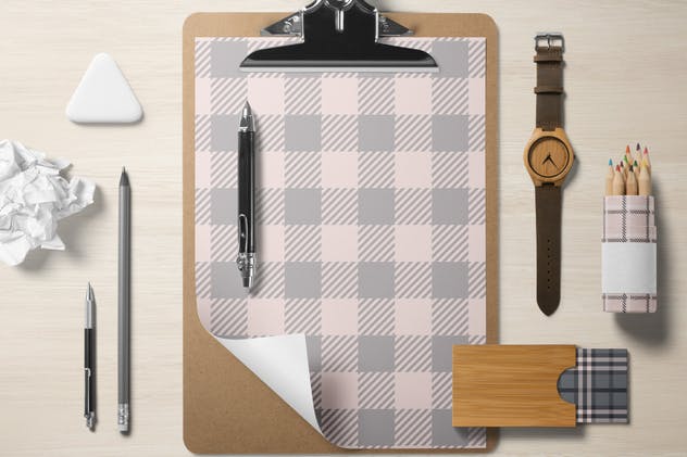 家居风格格子印花无缝图案 Plaid Seamless Patterns插图(3)