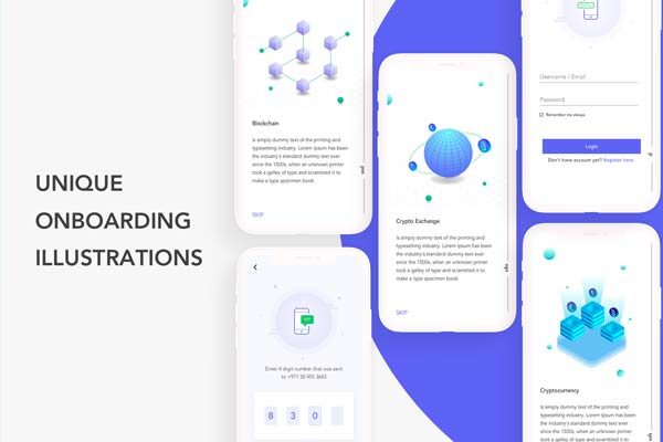 素材库下午茶：区块链简约功能APP UI套装下载