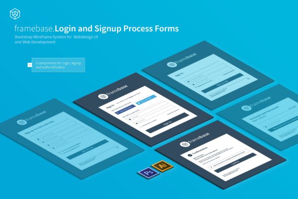 网站登录和注册表单设计AI&amp;PSD模板 Bootstrap Login &amp; Registration Form
