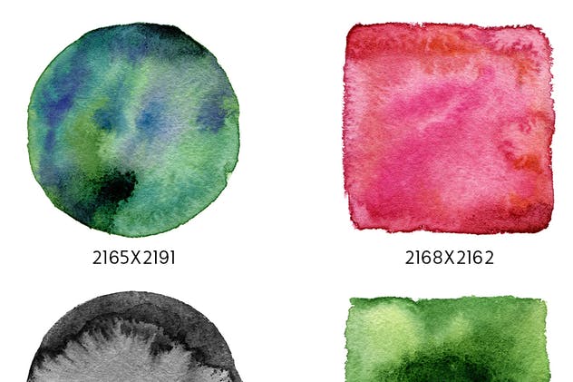 24款抽象几何水彩图形合集 Geometric Watercolor Shapes插图(1)