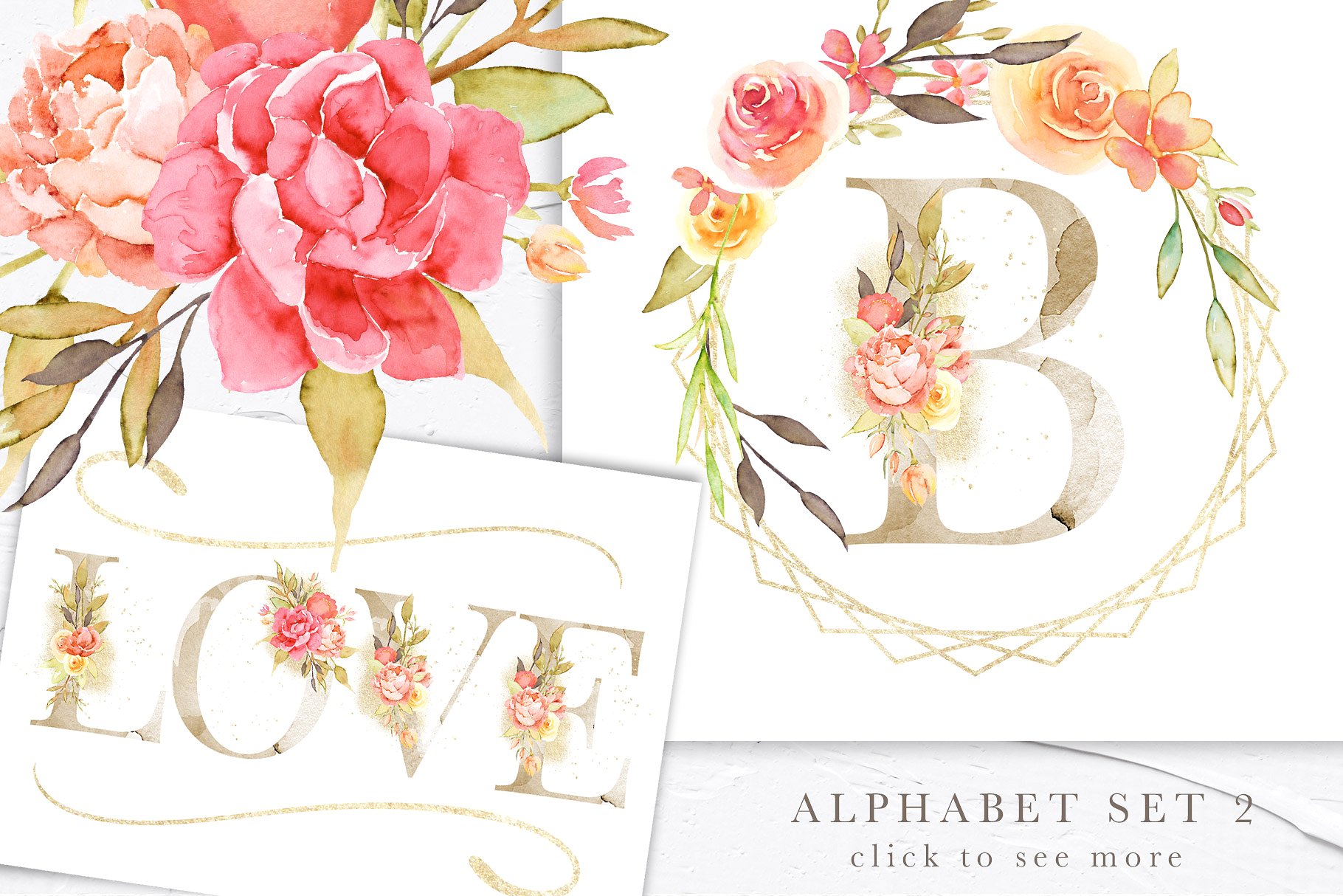 英伦花园水彩花卉元素素材合集 English Garden Watercolor Collection插图(4)