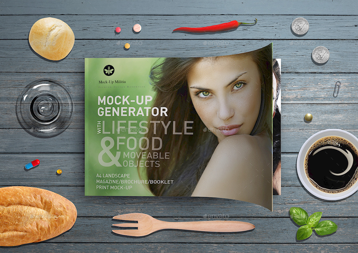 A4尺寸的杂志模型和场景生成器[psd]插图(2)