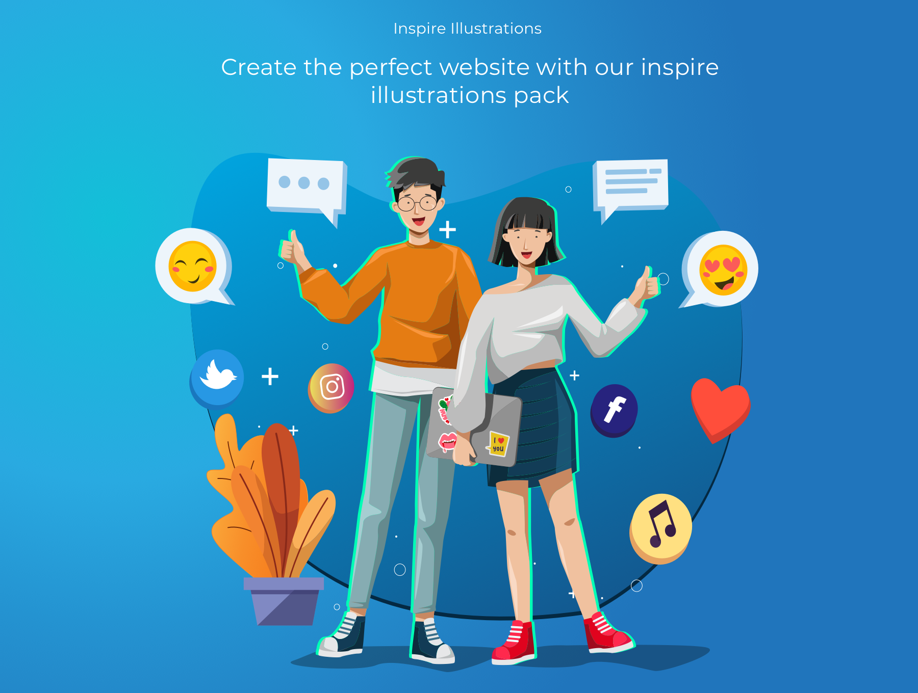 素材库下午茶：鼓励正能量主题矢量插画素材库精选合集插图