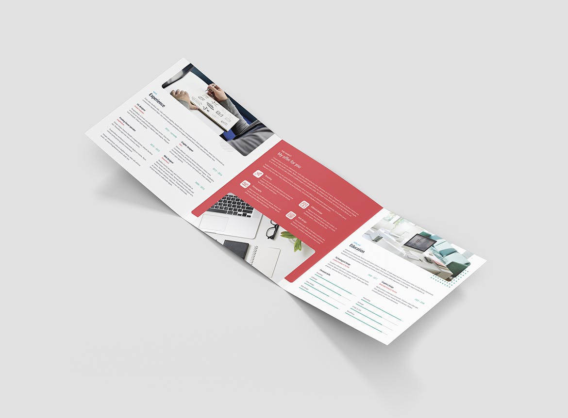 方形三折页个人彩色素材库精选简历模板 Brochure – Resume Tri-Fold Square插图(3)