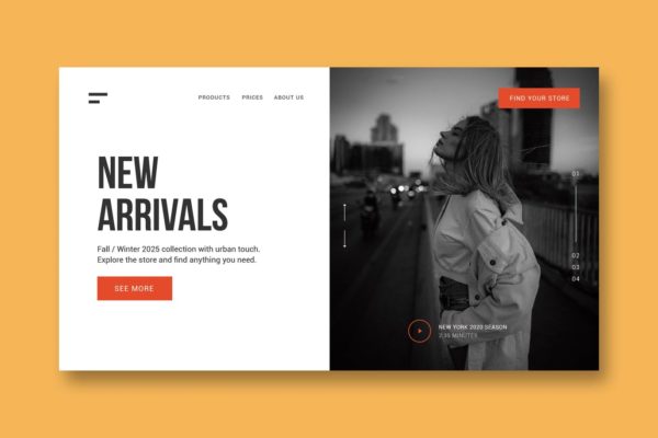 时装与服装网站设计着陆页设计素材库精选模板 Fashion &amp; Clothing – Landing Page