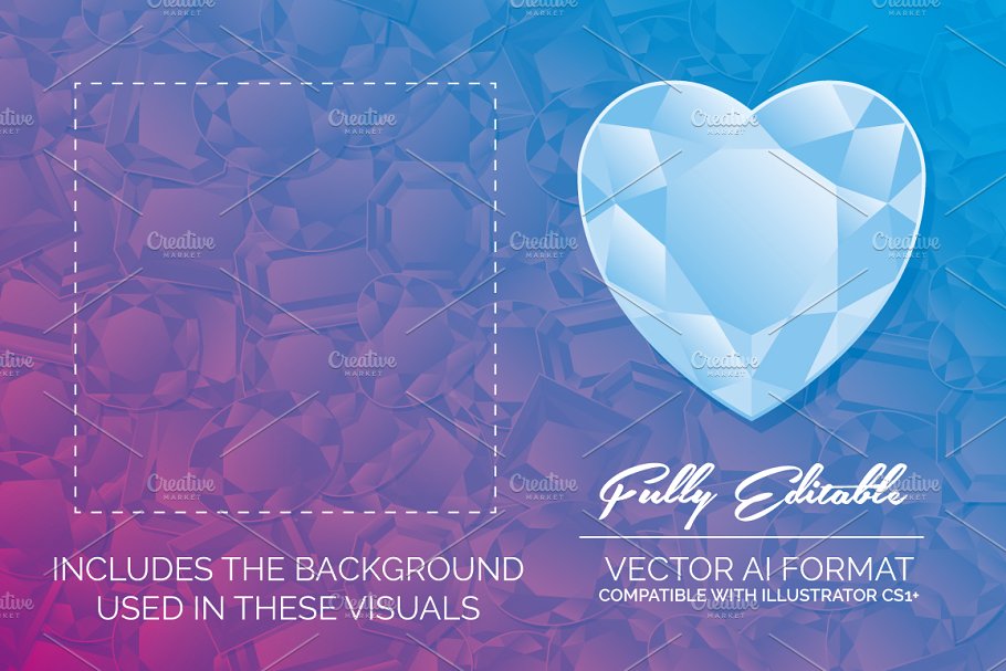 多边几何宝石菱形钻石矢量插图 Ten Diamond Vector Shapes插图(3)