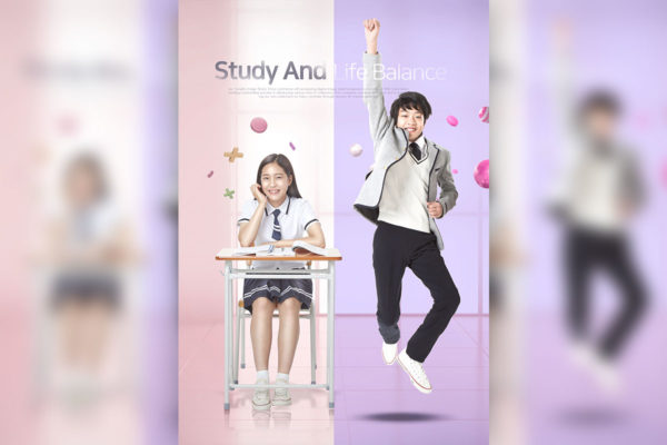 学习&amp;生活平衡主题海报设计模板