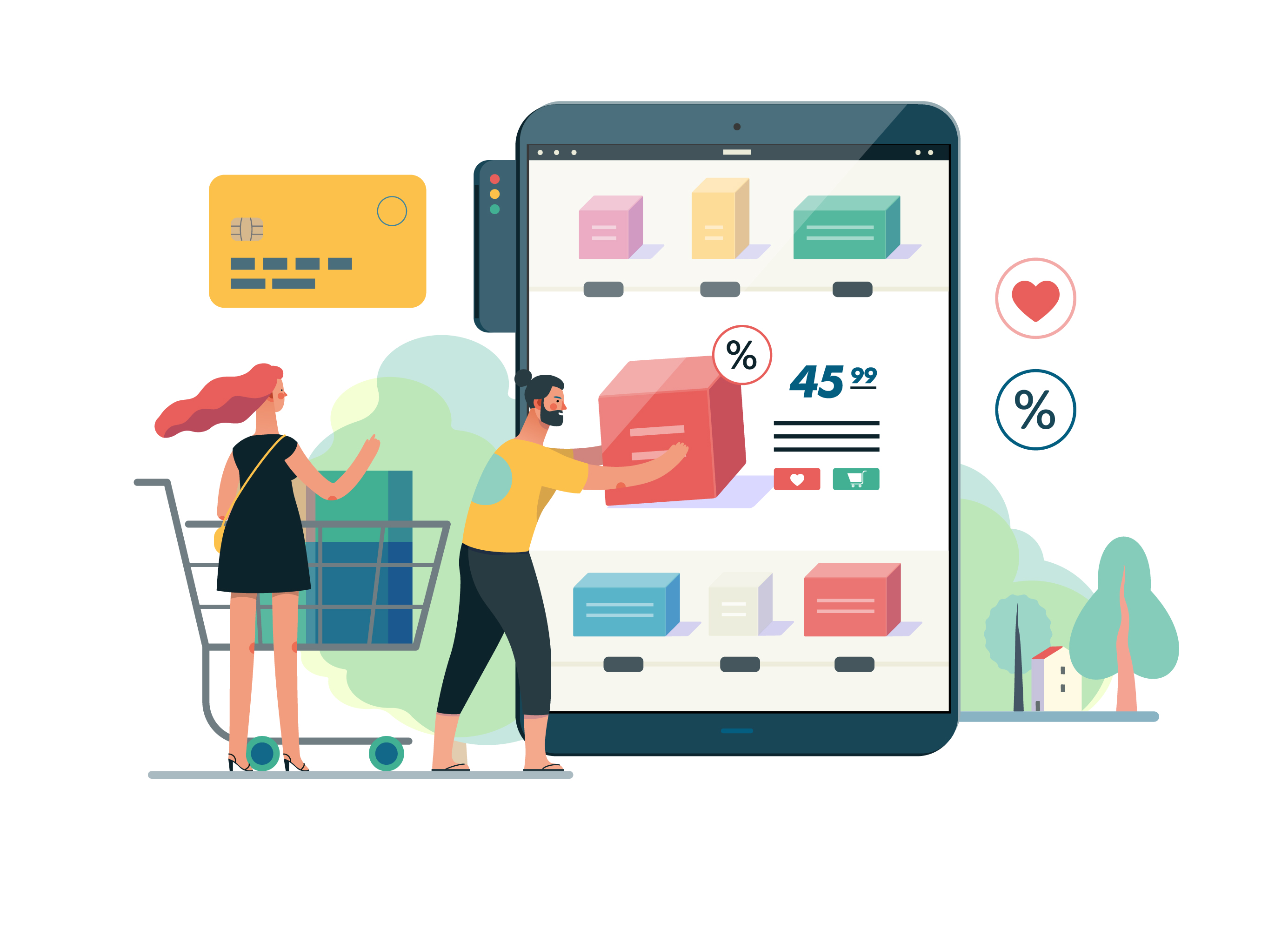 互联网多种商业业务概念扁平化插画下载[Ai]插图(5)