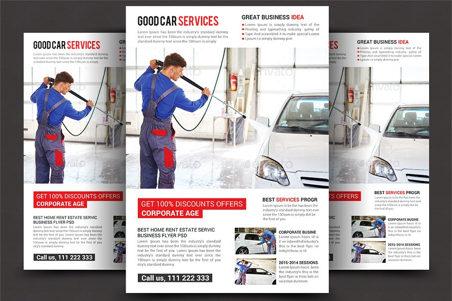 洗车店促销活动海报设计模板 Car Wash Flyer插图