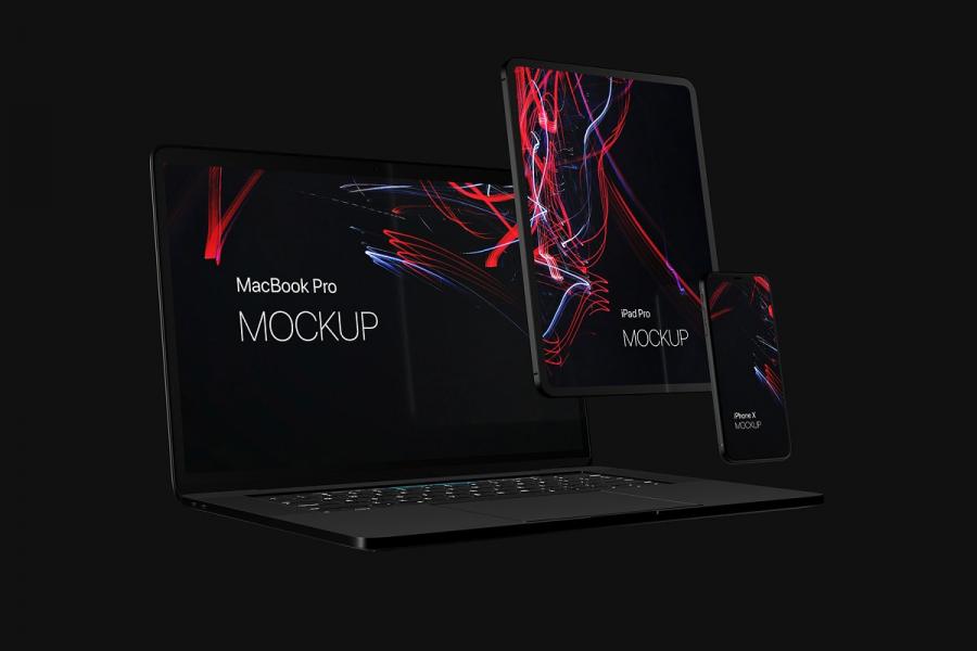 暗黑背景黑色智能产品设计样机模板插图(1)
