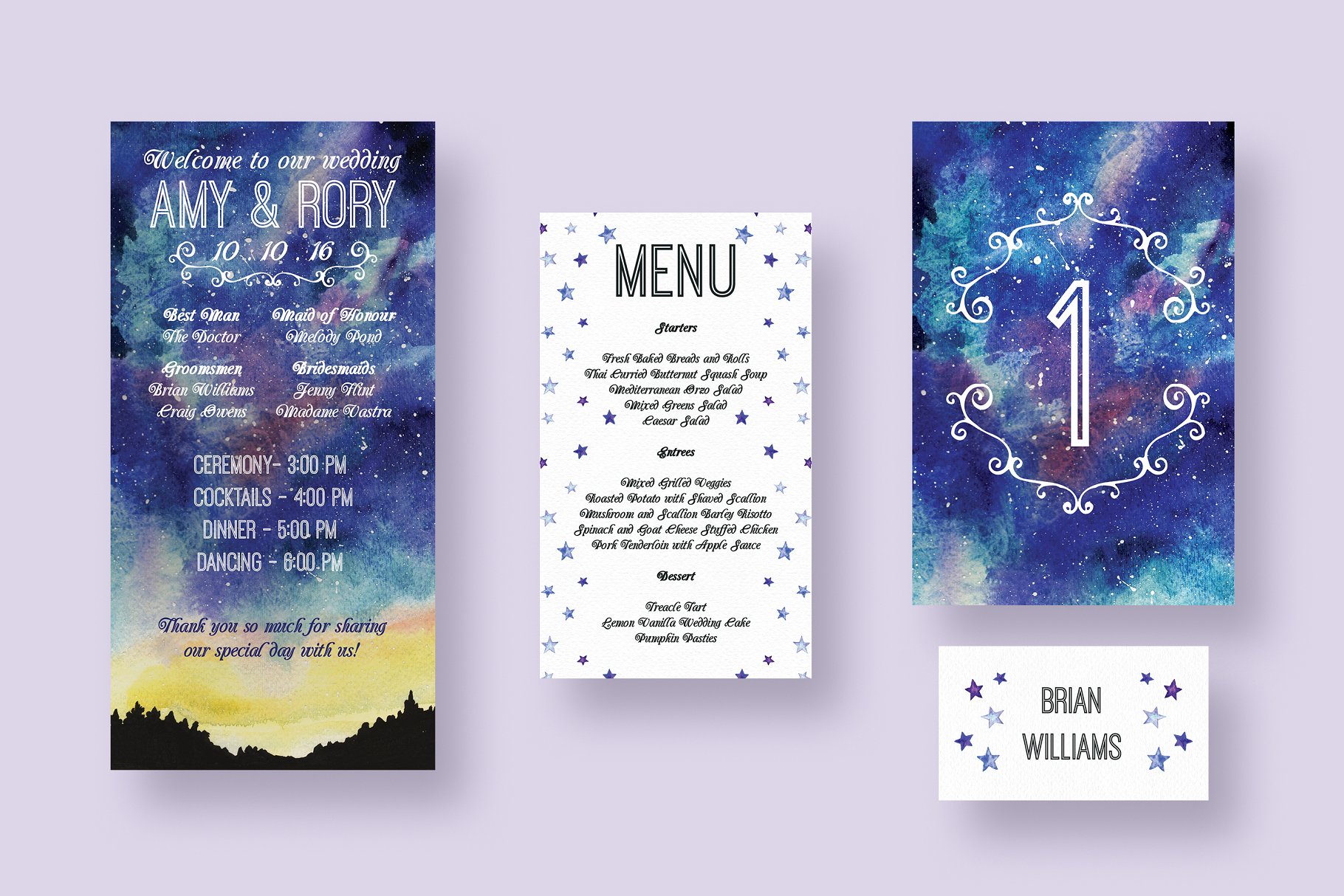 星空主题婚礼邀请函设计模板 Starry Sky Wedding Suite插图(3)