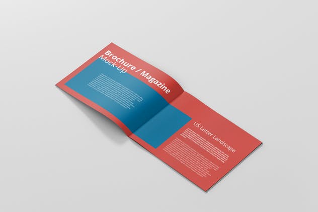 横版企业画册/宣传册/折页传单封面设计图样机素材库精选 US Letter Landscape Brochure / Magazine Mock-Up插图(3)