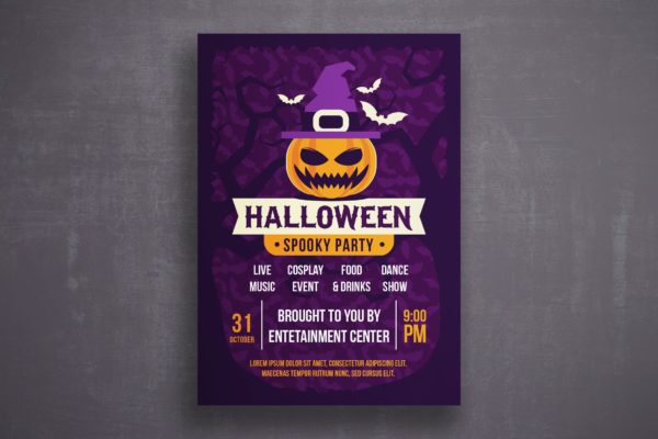 万圣节恐怖之夜活动邀请海报传单素材库精选PSD模板v4 Halloween flyer template