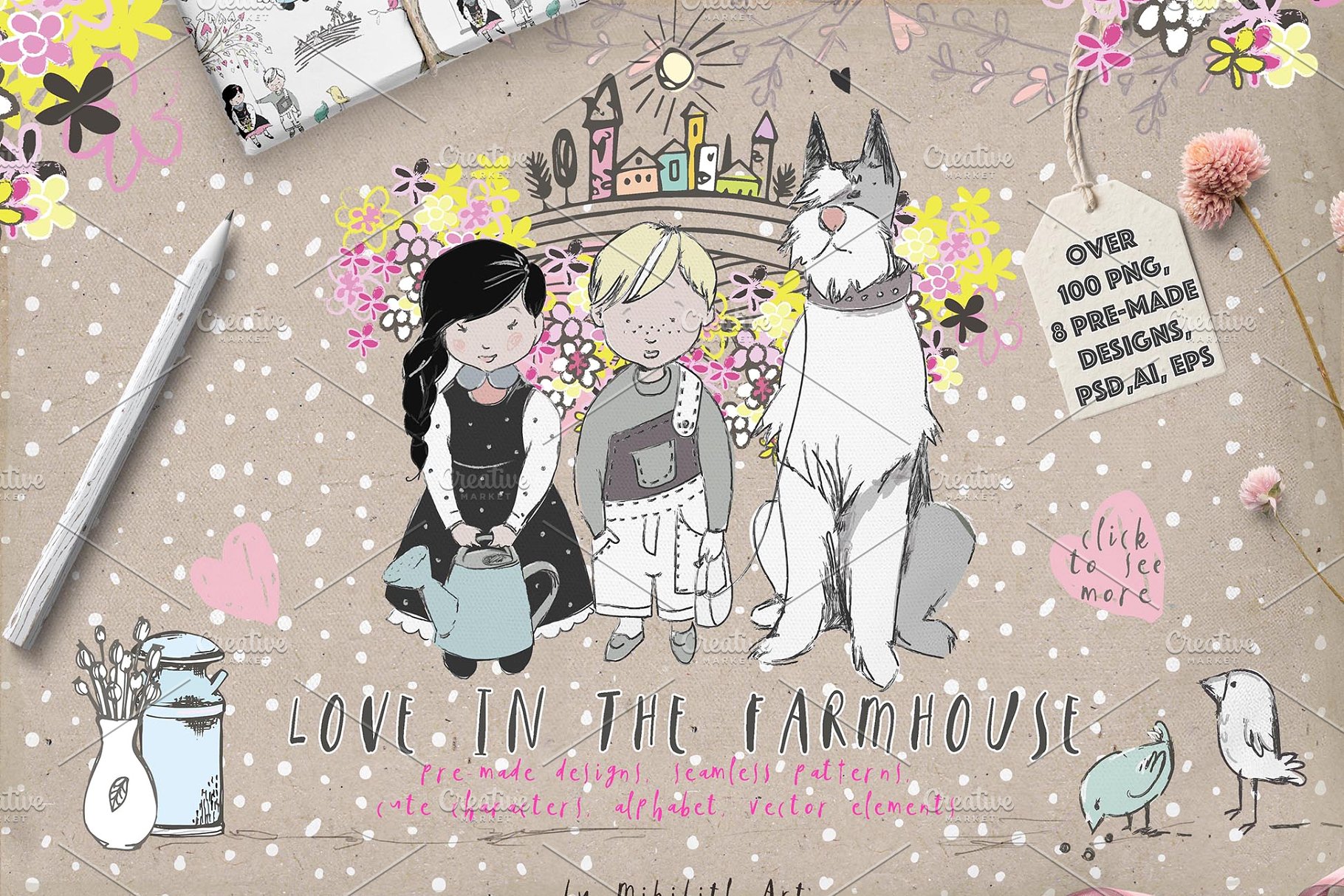 温馨的农场手绘设计元素合集[2.97GB] LOVE IN THE FARMHOUSE插图