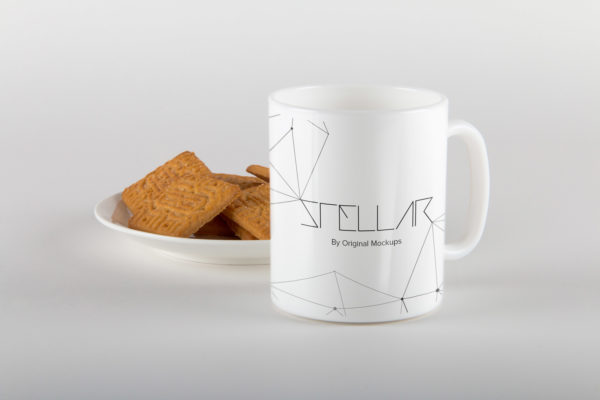 马克杯定制设计效果图样机模板05 Mug with Cookies Mockup 05