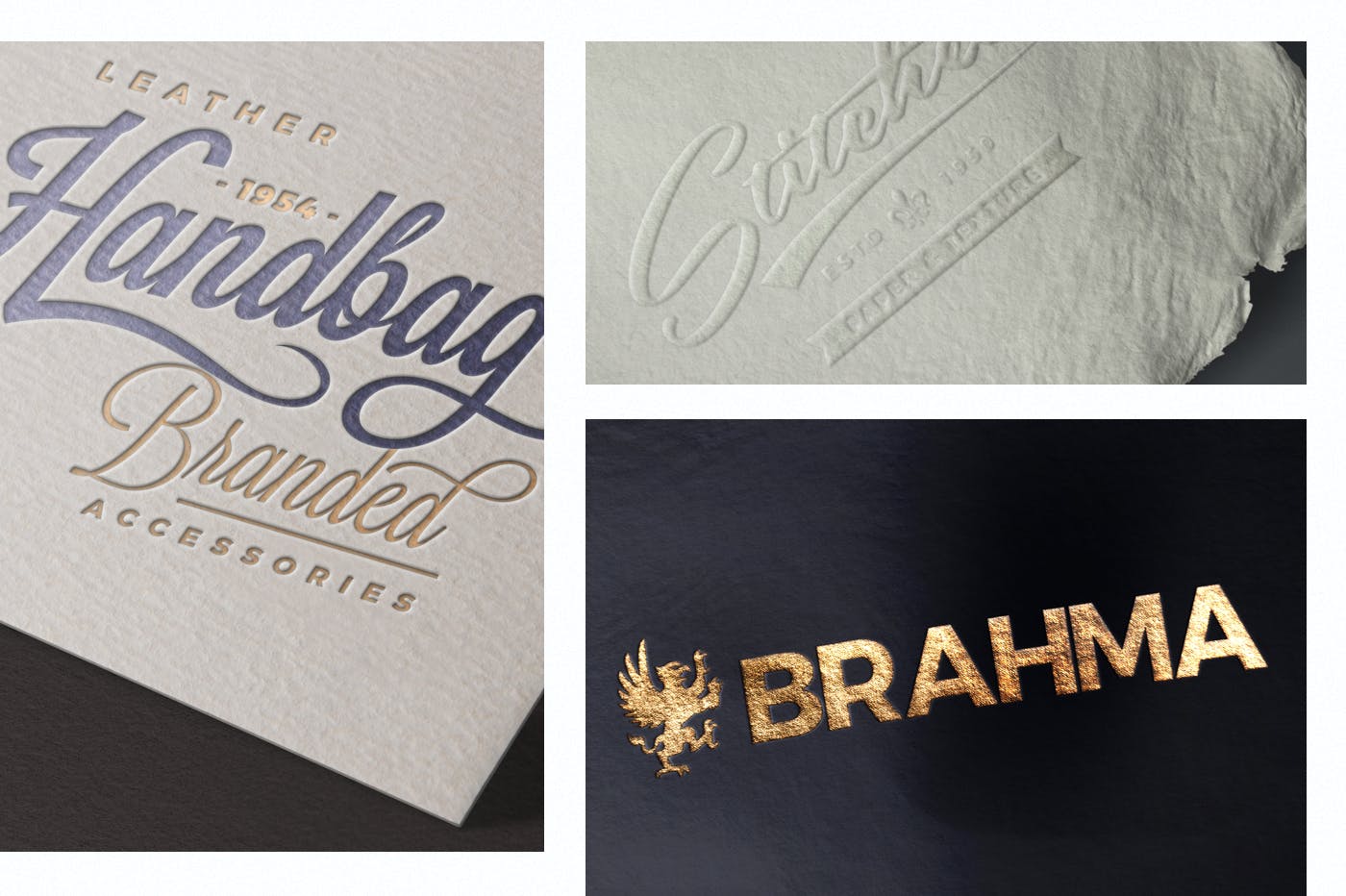 3款Logo设计印刷效果图样机模板 3 Paper Logo Mockups插图(1)