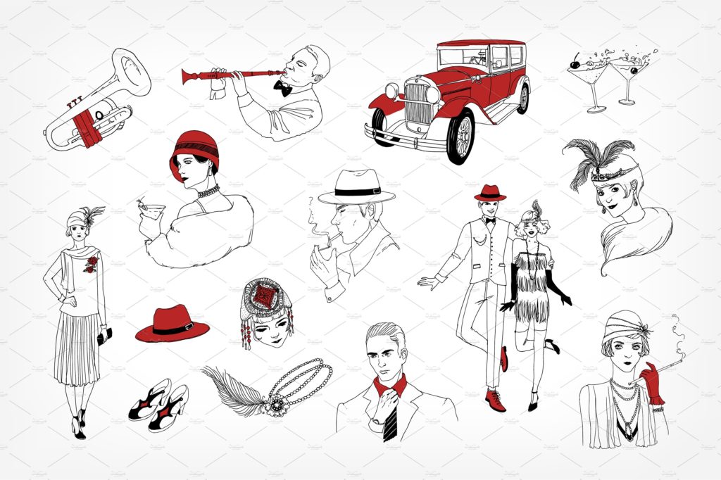 复古风格矢量男女手绘素材下载[eps,jpg]插图(2)