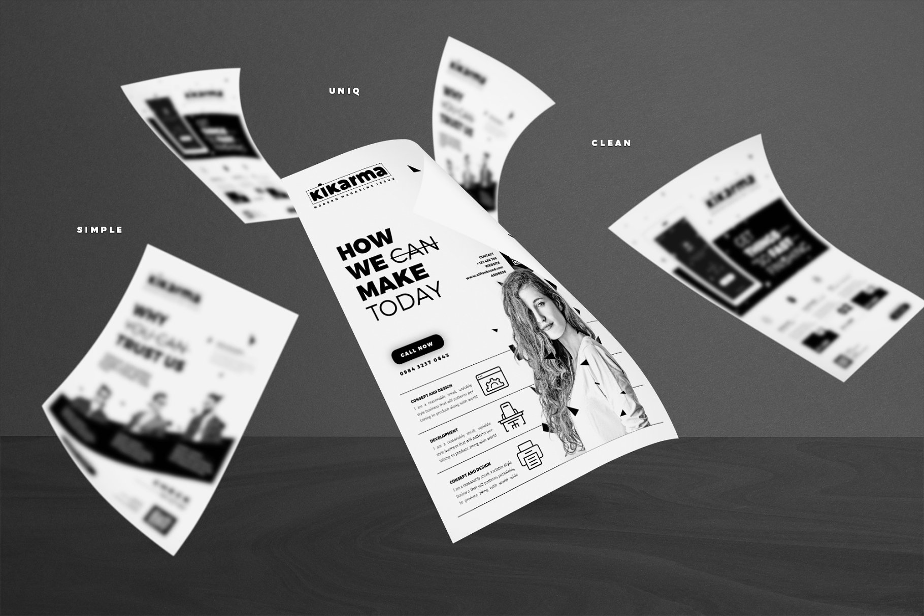 时尚黑白风格企业商务宣传传单模板 Flyer Template插图(1)