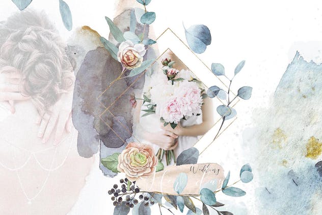 水彩花卉婚礼艺术家插画设计素材 Wedding frames “ARTARIAN” vol.2.1插图(3)