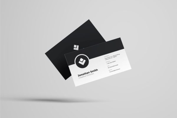 黑白配色公司职员素材库精选名片模板v44 Business Card Template.v44
