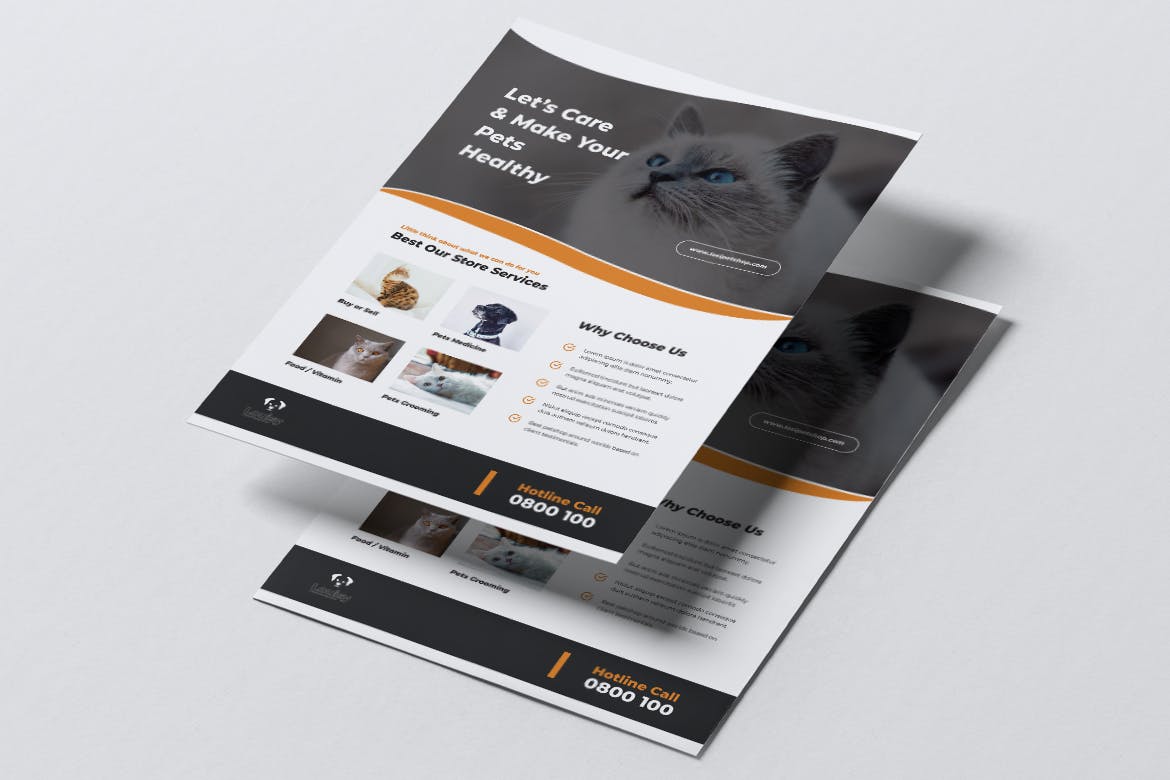 宠物店业务传单&素材库精选名片模板 LOSI Pet Shop Business Flyer & Business Card插图(1)