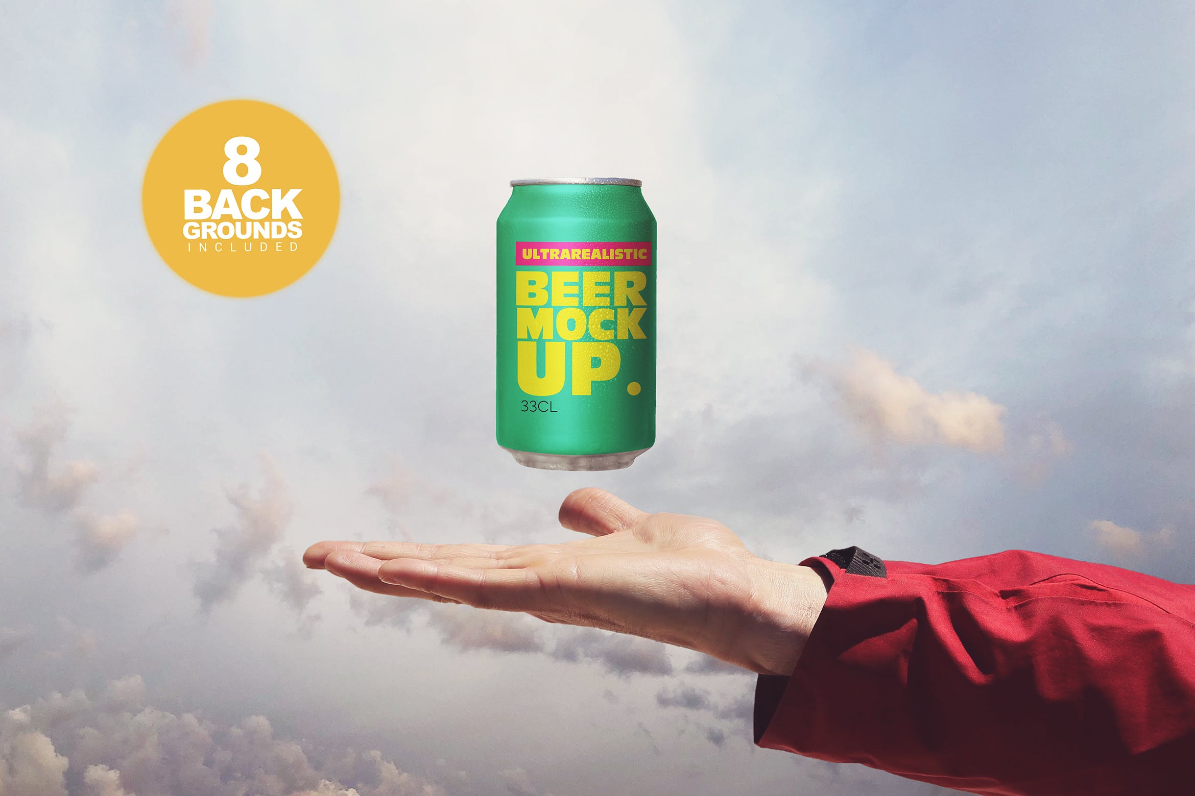 易拉罐装啤酒瓶碳酸饮料瓶外观设计素材库精选 Heavenly Beer Can Mockup插图