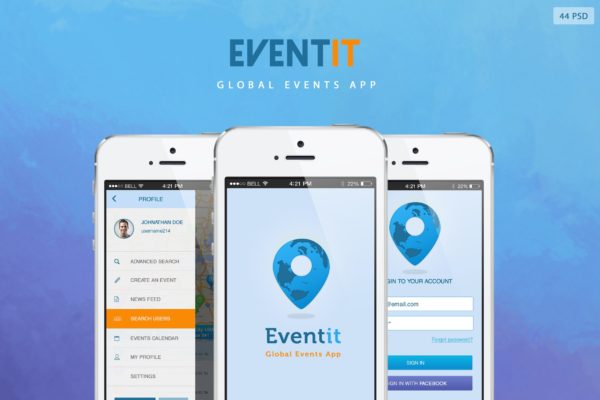 待办事项/日程管理APP应用UI设计套件 Eventit – Mobile Application UI