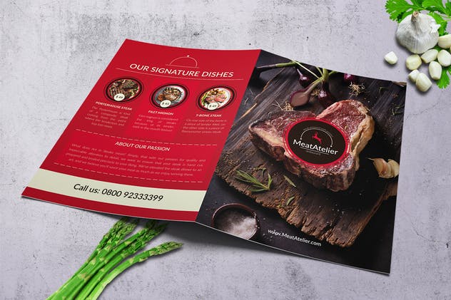 烧烤吧烤肉美食菜单PSD设计模板 Meat Atelier Menu Bundle (A4 + US Letter)插图(5)