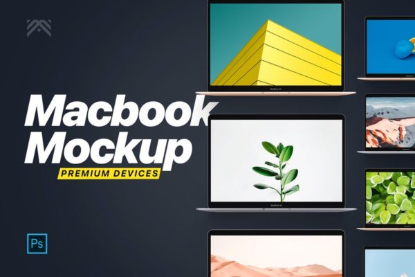 MacBook 2019网站UI设计预览样机模板 Macbook Mockup 2019