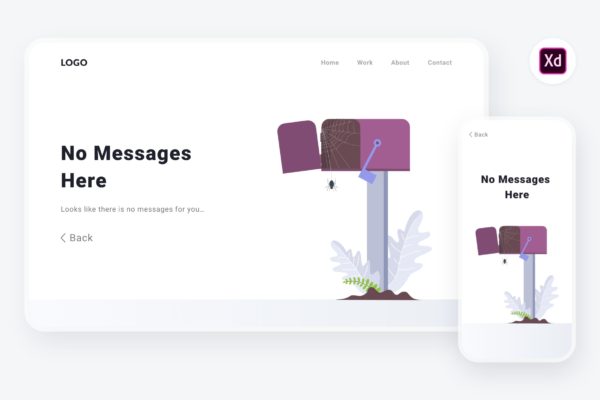 空信箱暂无消息主题Web&amp;APP概念插画设计素材[XD&amp;SVG] Empty state 1 illustration (Adobe XD, SVG)