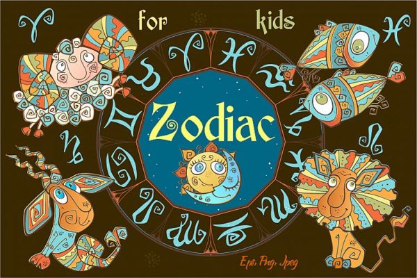 创意可爱风格十二星座插画合集