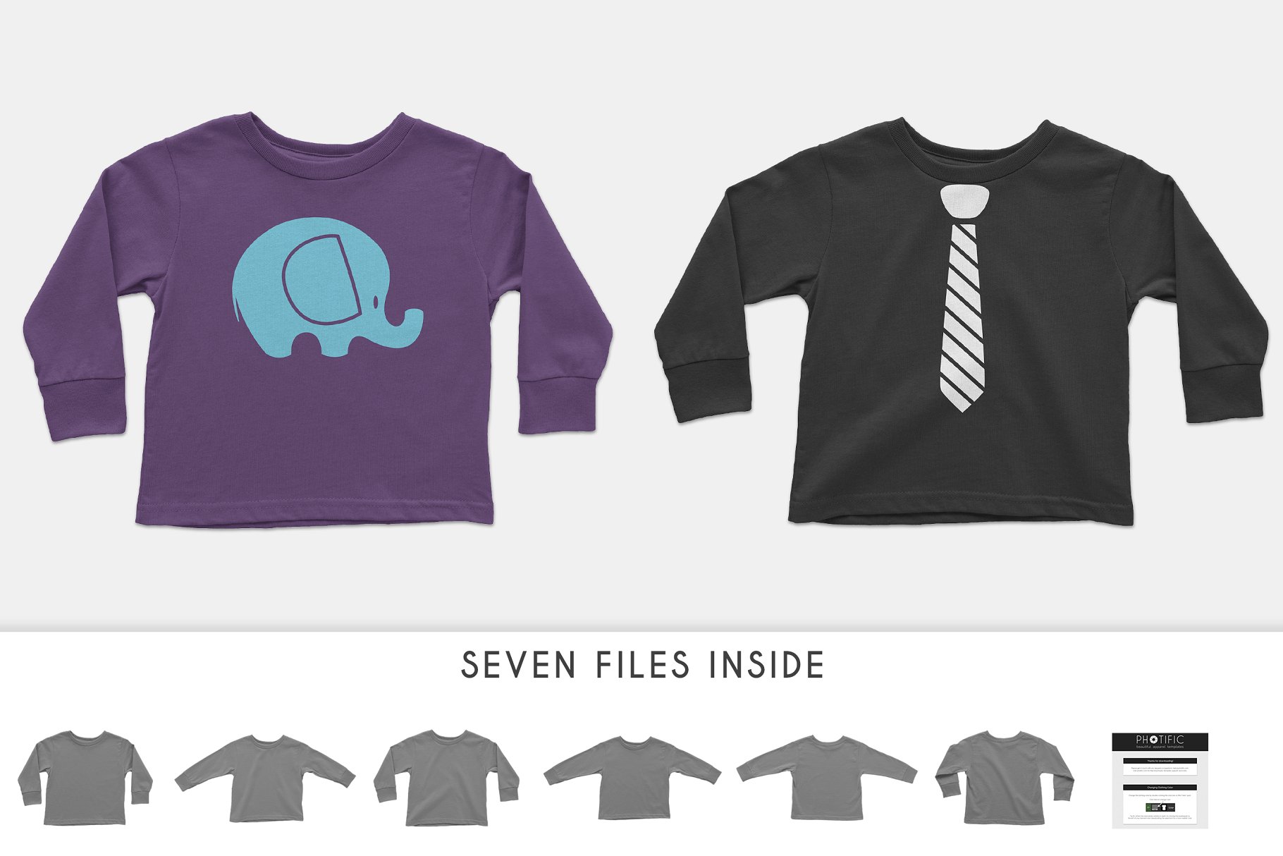 幼童长袖T恤样机模板 Toddler’s Long Sleeve Shirt Mockups插图(2)