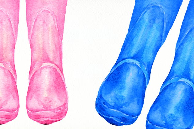 花园高筒靴系列水彩插图 Watercolor Garden Boots Collection插图(5)