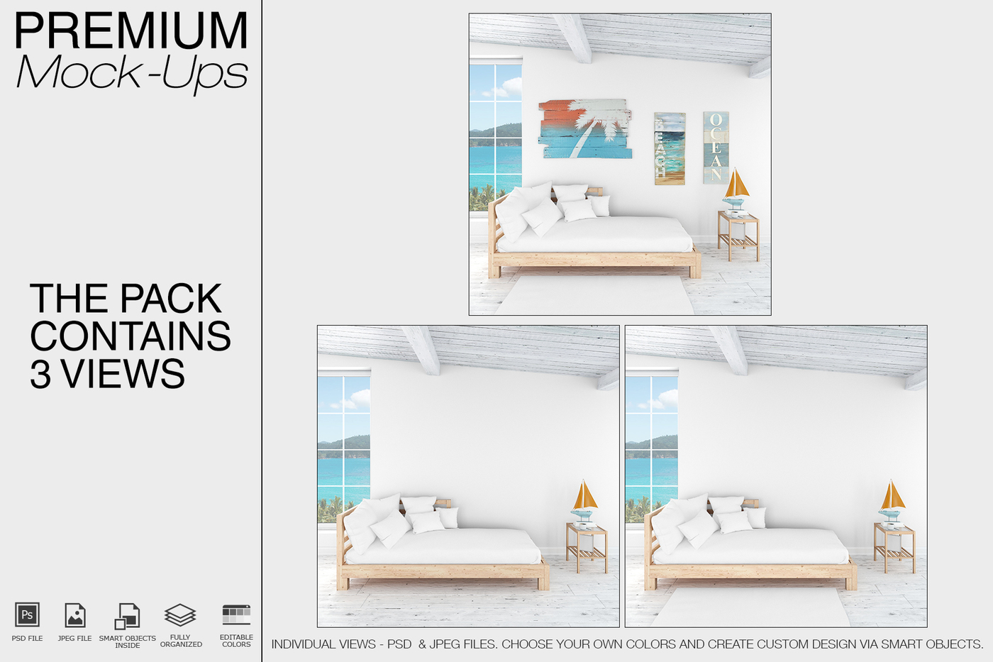 海景房枕头和框架展示样机下载 Pillows & Frames Set – Coastal Style [psd]插图(11)