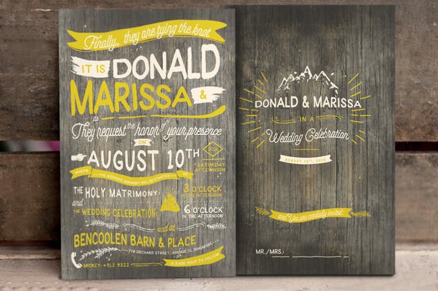 复古手写字体婚礼邀请函设计模板套装Vol.2 Vintage Hand Lettering Wedding Invitation Vol II插图(1)