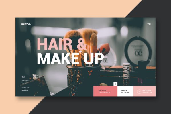 美容化妆品品牌网站着陆页设计素材库精选模板 Beauty Store – Landing Page