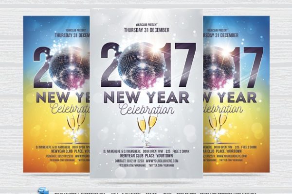 新年派对海报传单模板 New Year Celebration Flyer